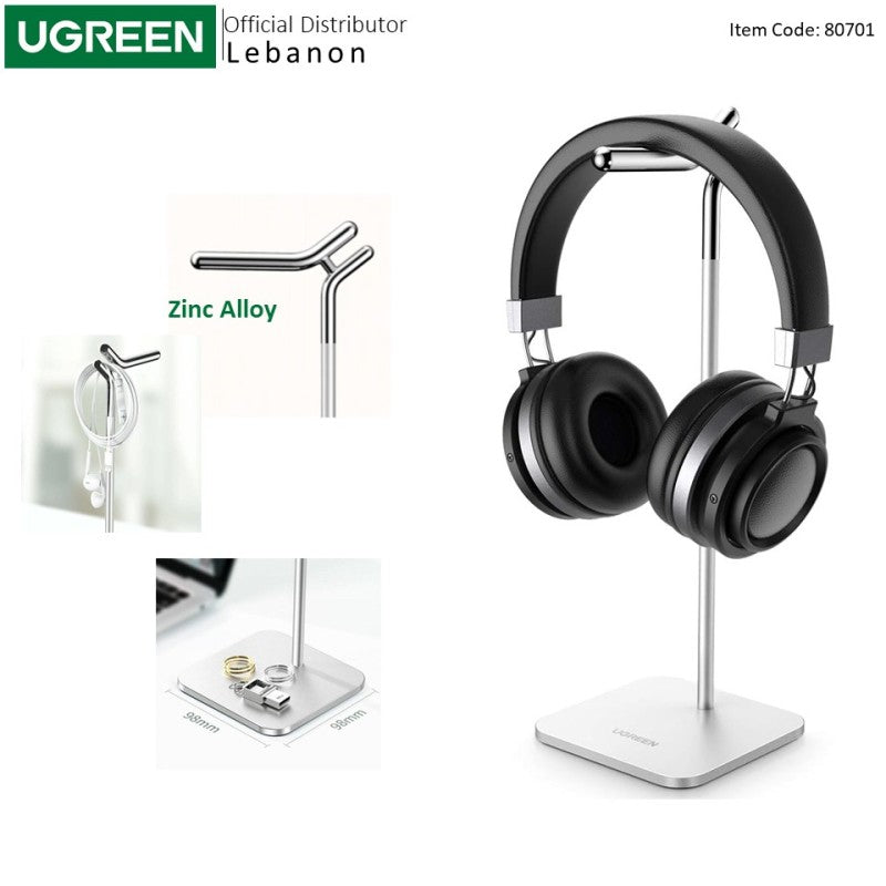 UGREEN Aluminum + Zinc Alloy Stand for Headset, Stable, Premium Quality & Smart Design - LP143 80701