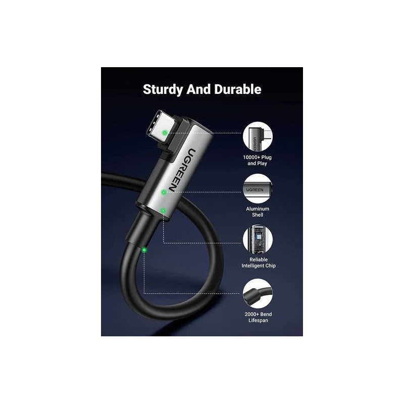 UGREEN Angled USB-C to USB-C VR Link Cable, 5M, Compatible with Oculus Quest 2, Pico 4 and PC/Steam VR - US551 90629