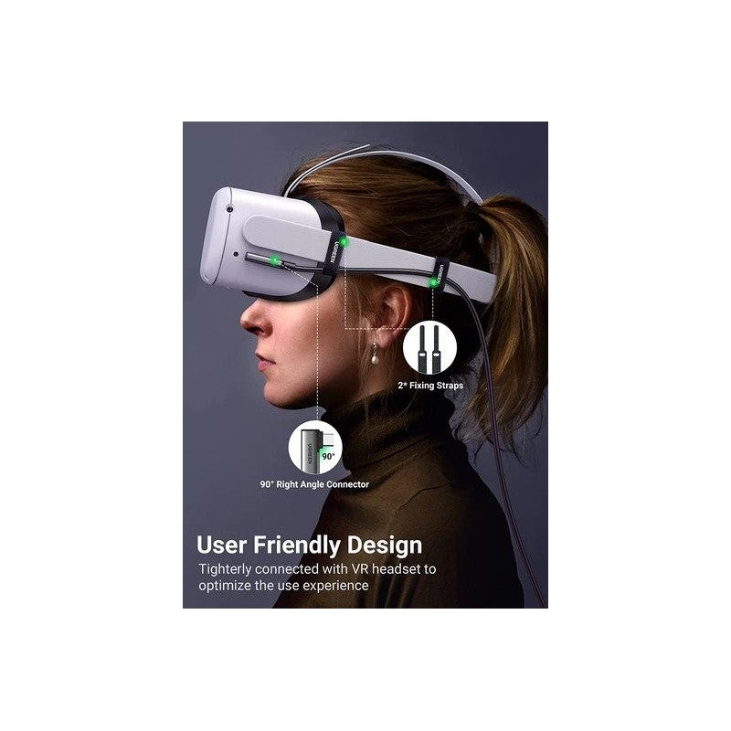 UGREEN Angled USB-C to USB-C VR Link Cable, 5M, Compatible with Oculus Quest 2, Pico 4 and PC/Steam VR - US551 90629