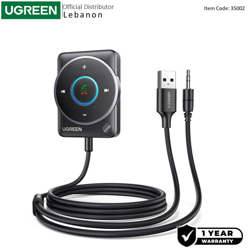 UGREEN Bluetooth 5.4 Car Aux Adapter – Noise-Cancelling, Stable Connection, and Dual Device Support - CM723 35002