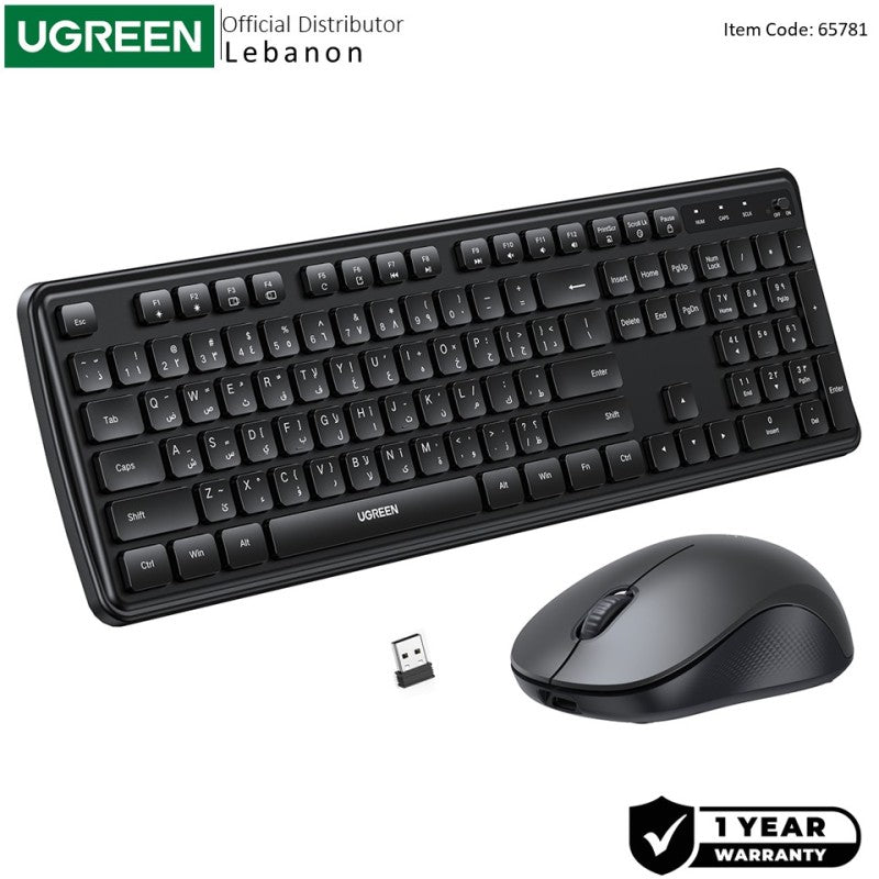 UGREEN Built Strong. Built Smart. Comfortable Wireless Eng/Arabic Keyboard& Mouse Combo - MK331 65781