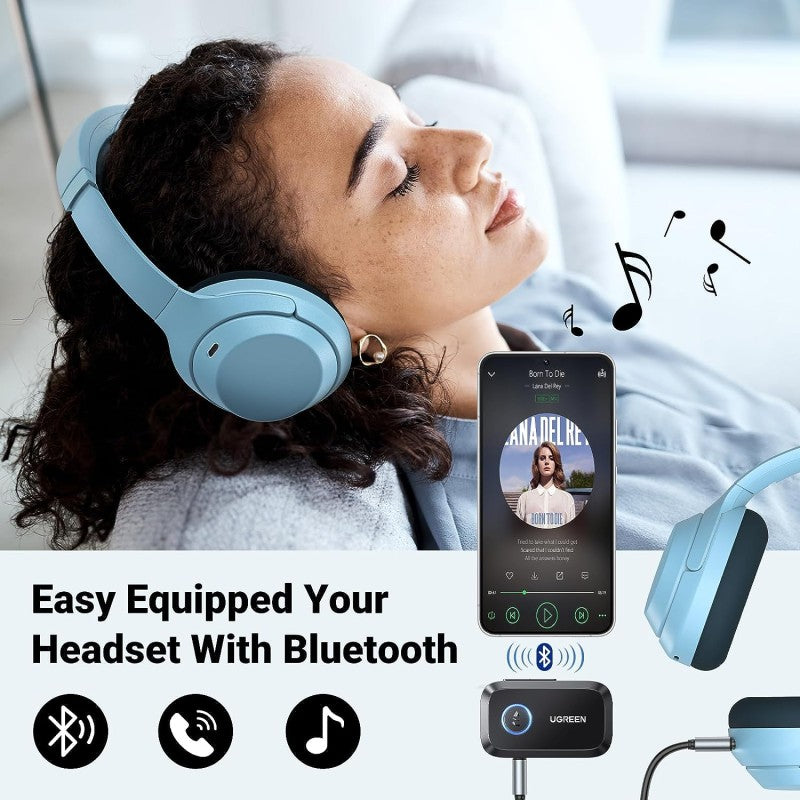 UGREEN Car & Home Bluetooth 5.3 Receiver Audio Adapter, Built-In Microphone, Built-in Battery up to 15 Hours - CM596 90748