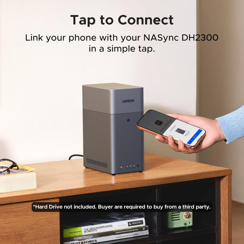 UGREEN DH2300 2-Bay NAS Personal Cloud Storage, Up to 60TB, AI Photo Management, 1GbE, 4GB RAM, HDMI 4K 60Hz (Diskless) - 95998