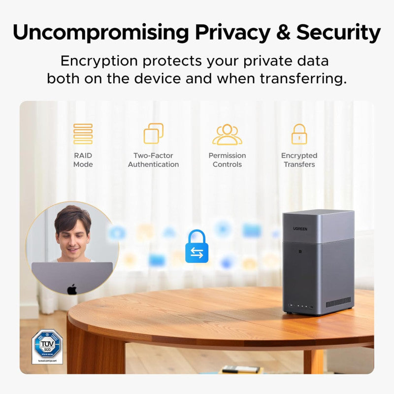UGREEN DH2300 2-Bay NAS Personal Cloud Storage, Up to 60TB, AI Photo Management, 1GbE, 4GB RAM, HDMI 4K 60Hz (Diskless) - 95998