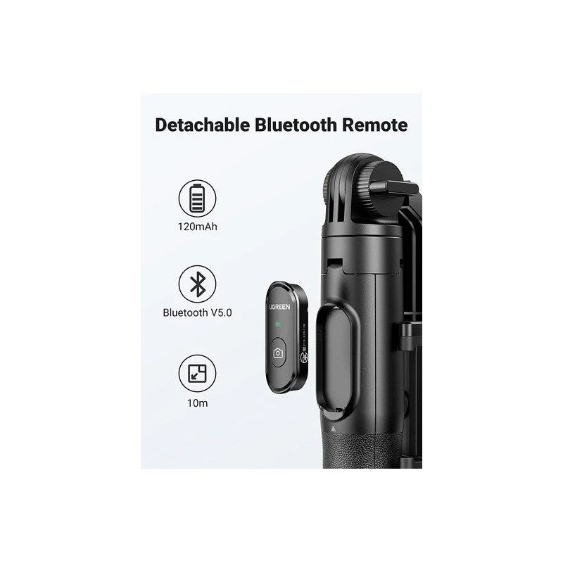 UGREEN Dual Function Selfie Stick & Tripod with Bluetooth Remote, Adjustable Height form 30.5cm to 157cm - LP586 15062