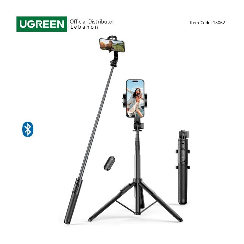 UGREEN Dual Function Selfie Stick & Tripod with Bluetooth Remote, Adjustable Height form 30.5cm to 157cm - LP586 15062