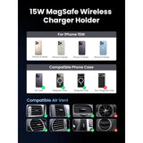 UGREEN Elite 15W Fast Wireless Car Charger, Qi2 Strong Magnetic Mount with LED Light for iPhone - W708 35970