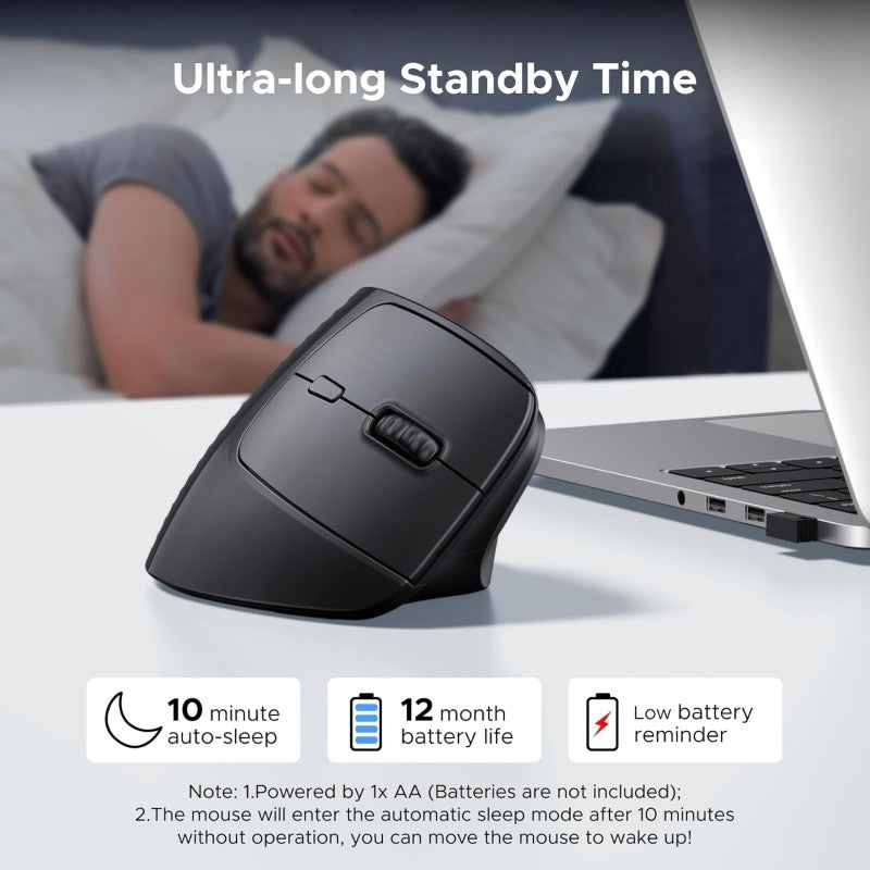 UGREEN Ergonomic Vertical 57° Ergonomic Angle, Silent Mouse, Bluetooth & Wireless, 4000 DPI - M571P 65042 65666