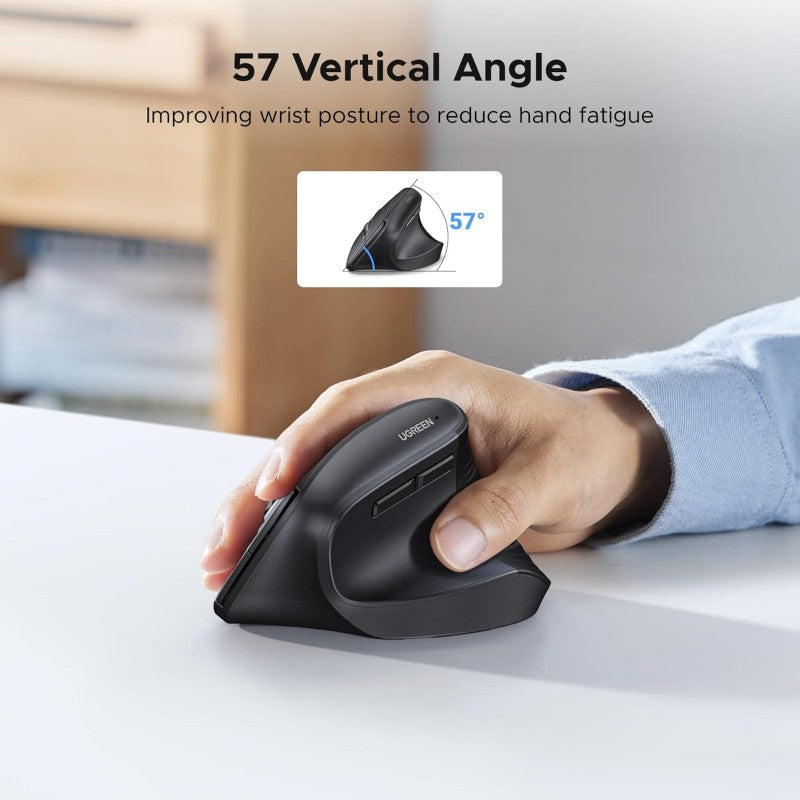 UGREEN Ergonomic Vertical 57° Ergonomic Angle, Silent Mouse, Bluetooth & Wireless, 4000 DPI - M571P 65042 65666