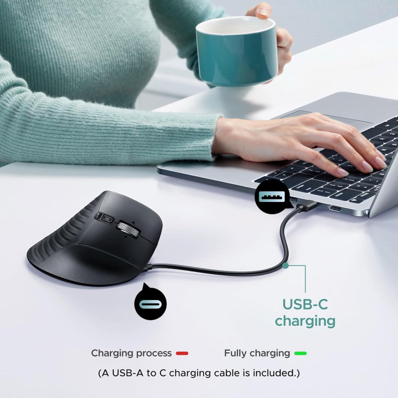 UGREEN Ergonomic Wireless Trackball Mouse, BT & 2.4G, 2000 DPI, Multi-Device Pairing, USB-C Rechargeable - M785DR 85892