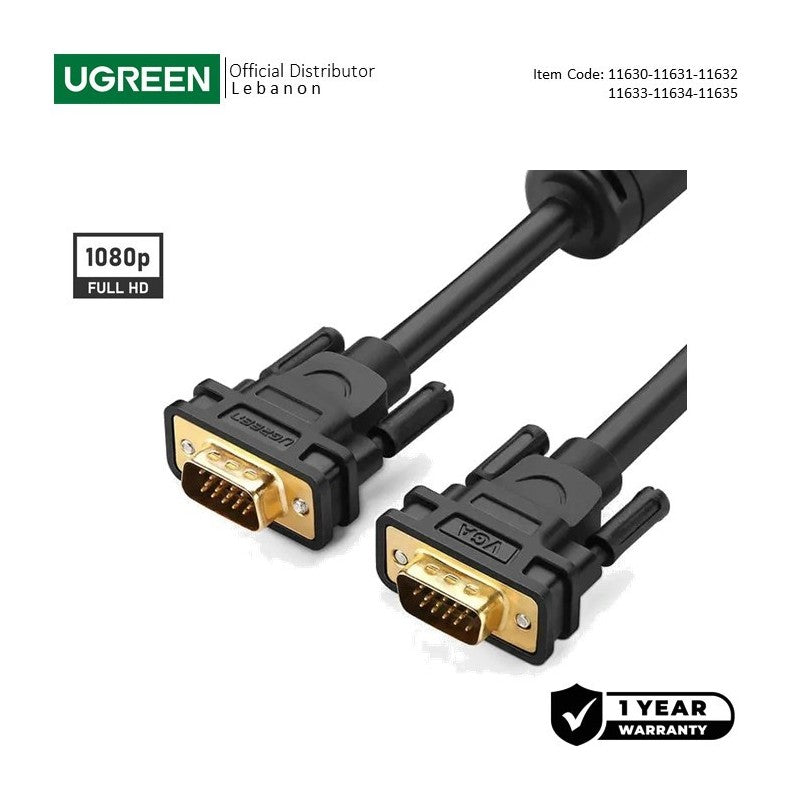UGREEN Full HD, VGA Male to Male Cable gold-plated VG101 11630 11631 11632 11633 11634 11635