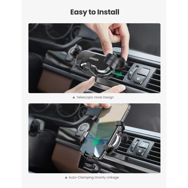 UGREEN Gravity Car Phone Holder Durable Material, 360 Rotation for Phones up to 7.2" Stable, Air Vent Installation - LP228 80871