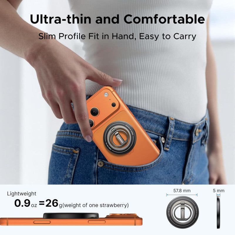 UGREEN Magnetic Phone Holder & Kickstand Ring, 360° Rotating, Slim Ergonomic Design for MagSafe Smartphones - LP945 65819