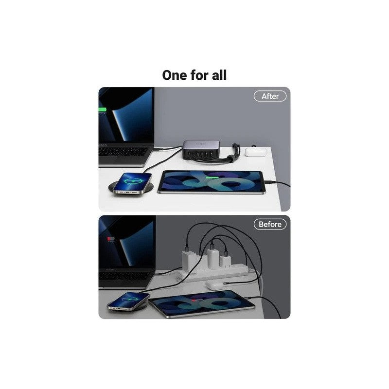UGREEN NEXODE 200W GaNInfinity Chip, 6 Ports Charger for Phones, Tablets, Ipads, Laptops & MacBooks - CD271 40914