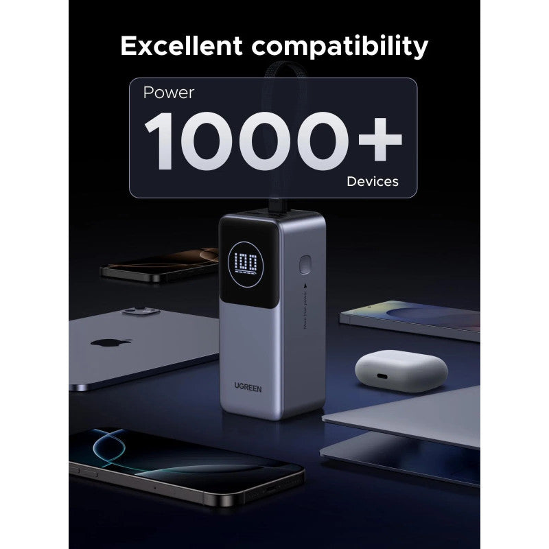 UGREEN Nexode Power Bank 130W 3 Ports 20000 mAh, Built-in USB-C Cable for Laptops, MacBooks, phones, iPads - PB723 55365B
