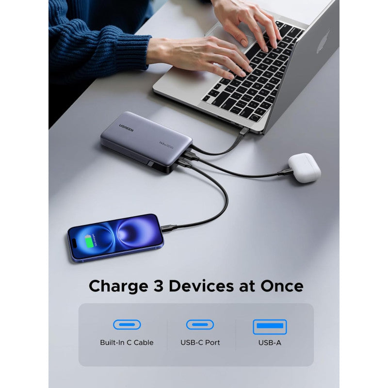 UGREEN Power Bank 145W, 3 Ports, 20000 mAh, Fast Charging for Laptops, MacBooks, Smartphones, Tablets - PB551 55992B