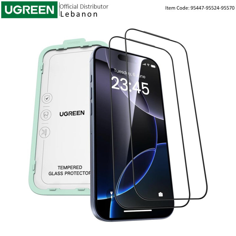 UGREEN Premium 2-Pack Tempered Glass Screen Protector for iPhone 17 Series, Crystal Clear Clarity - 95447 95524 95570