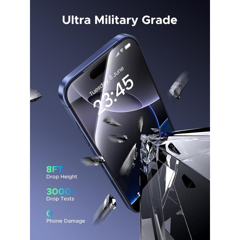 UGREEN Premium 2-Pack Tempered Glass Screen Protector for iPhone 17 Series, Crystal Clear Clarity - 95447 95524 95570