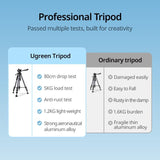 UGREEN Professional Camera Tripod Adjustable Height from 53.5 to 175cm with Mobile Phone Holder and Travel Bag - LP661 15187