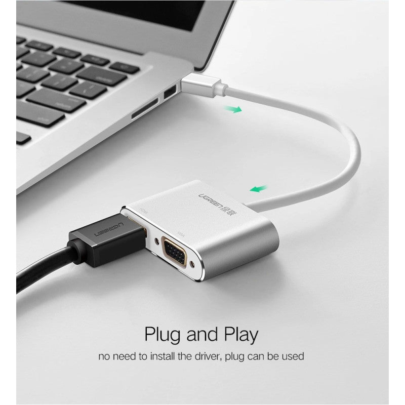 UGREEN Thunderbolt 2.0 4K Mini Display Port Male to VGA + HDMI Female Converter - MD115 20421
