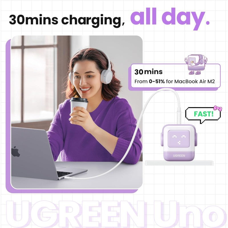 UGREEN UNO 65W GaN Tech Chip With LED Display: for Phones, Tablets, Ipads, Laptops & MacBooks - CD361 25685B 35855 35291
