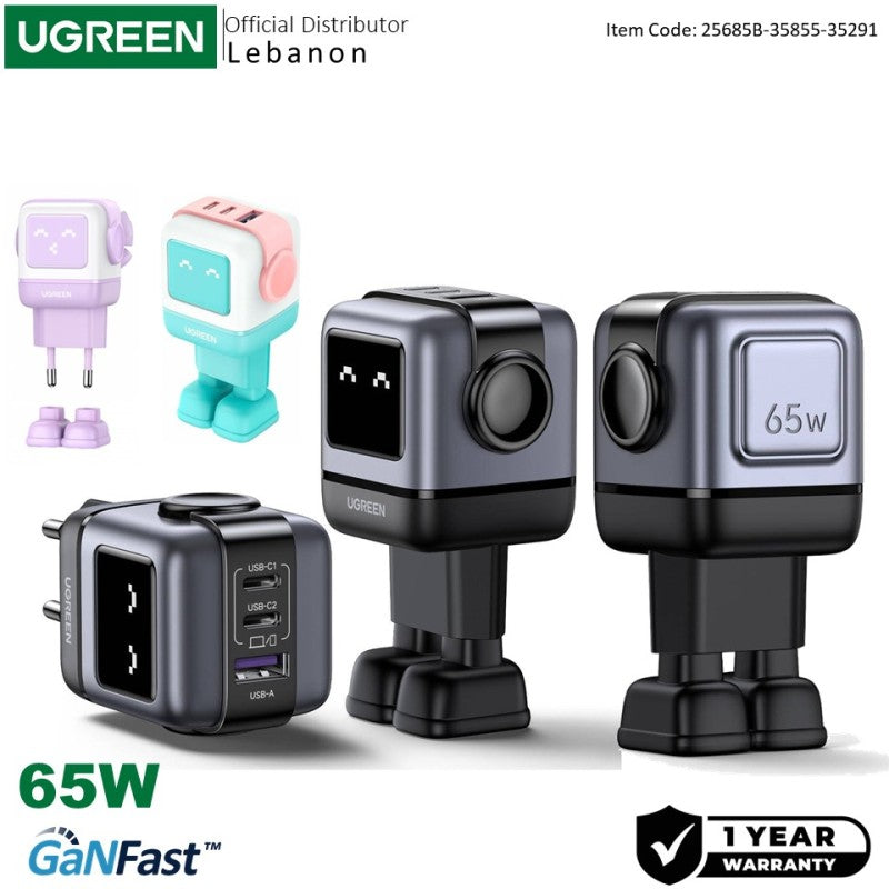 UGREEN UNO 65W GaN Tech Chip With LED Display: for Phones, Tablets, Ipads, Laptops & MacBooks - CD361 25685B 35855 35291