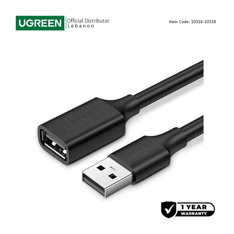 UGREEN USB 2.0 Cable Extension Male to Female, Available in 2M, 5M - US103 10316 10318