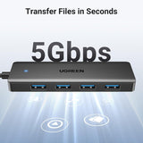 UGREEN USB 3.0 to 4- Port USB 3.0 Hub, with Power Port, Stable Transmission, Data Transfer up to 5 Gbps - CM219 25851 35574