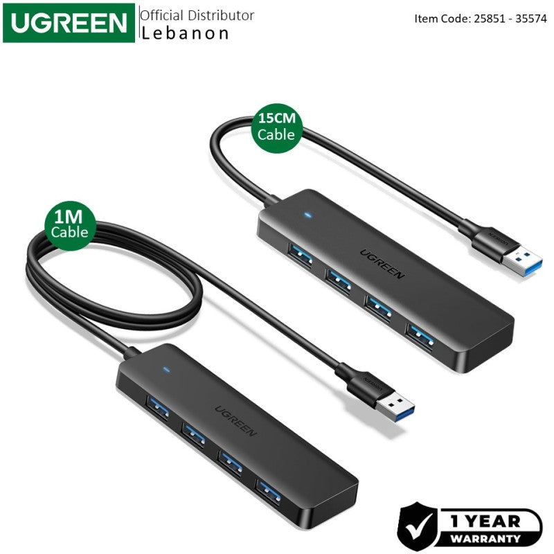 UGREEN USB 3.0 to 4- Port USB 3.0 Hub, with Power Port, Stable Transmission, Data Transfer up to 5 Gbps - CM219 25851 35574