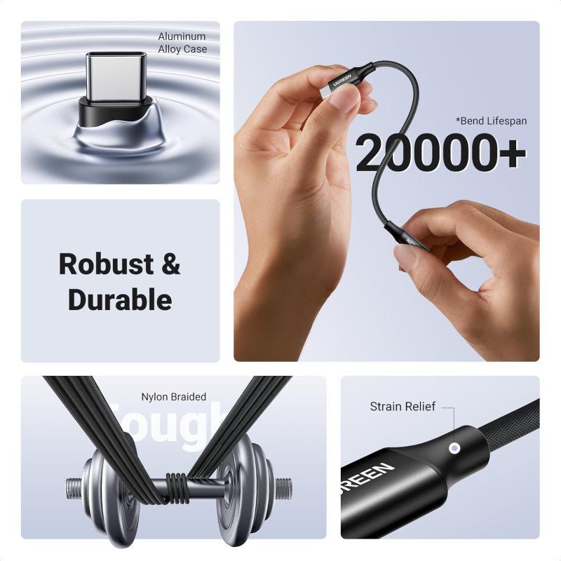 UGREEN USB-C MALE to 3.5MM Female Audio Adapter 24bit/96kHz HiFi DAC Sound Quality - AV161 50631