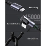 UGREEN USB-C to Angled Lightning Braided Cable & Aluminum Body, MFI Apple Certified, Fast Charging, 2M - US305 60765