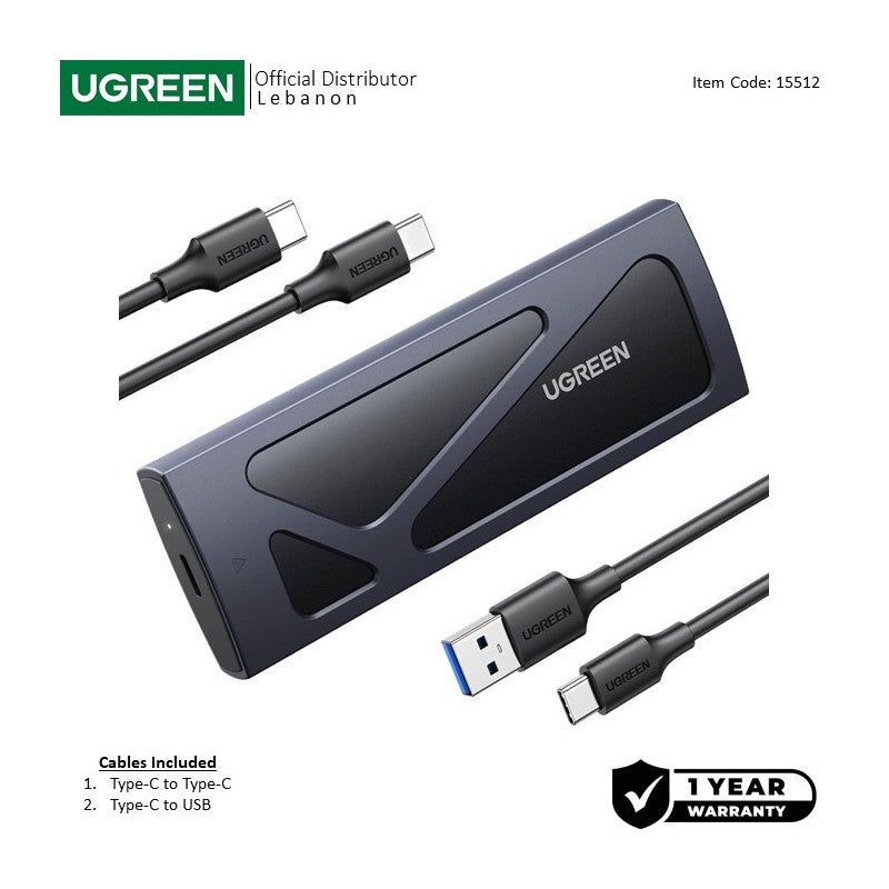 UGREEN USB-C3.1 M.2 NVMe SSD Enclosure Adapter, with Silicon Protection - CM578 15512