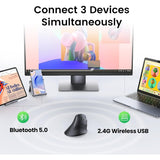 UGREEN Vertical Mouse, Dual Mode Bluetooth & Wireless Mouse, Silent Click, 4000DPI - MU008 25444 45759