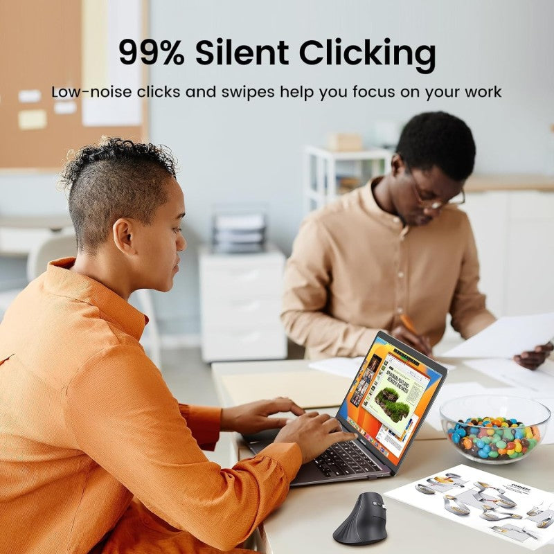 UGREEN Vertical Mouse, Dual Mode Bluetooth & Wireless Mouse, Silent Click, 4000DPI - MU008 25444 45759